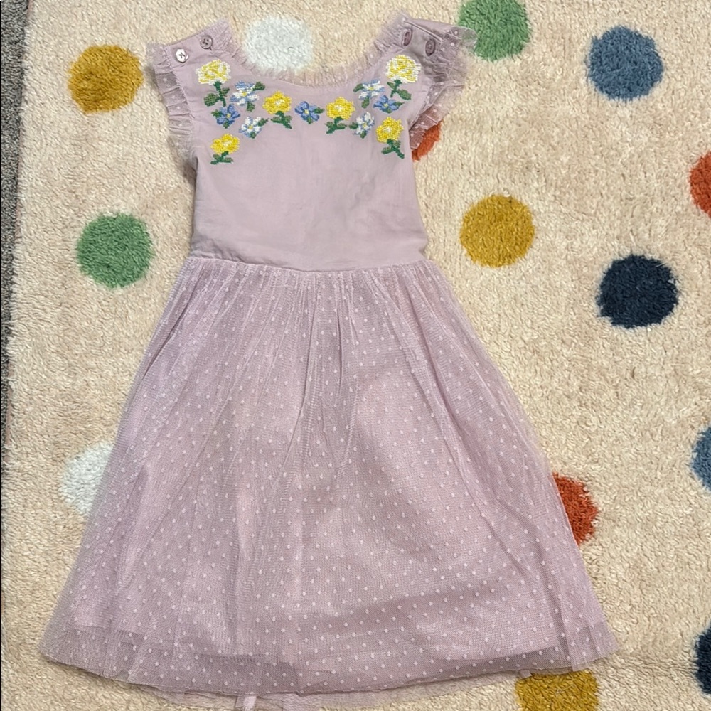 Mini Boden Embroidered Cross-Back Special Occasion Dress 3-4y